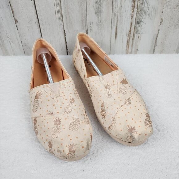 Toms Pineapple Alparagata Classic Slip On Flats Rose Gold Size 9 - Picture 1 of 10